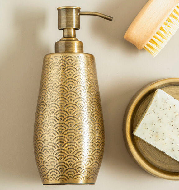 Allegra Champagne Aluminium Soap Dispenser with Etched Detail