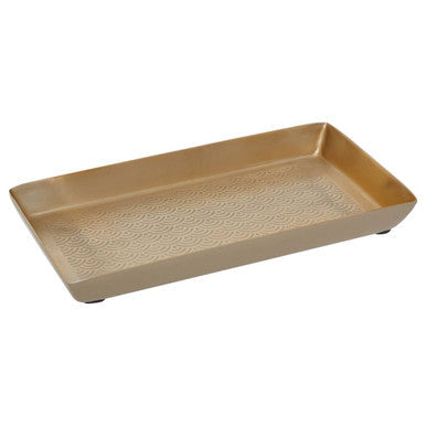 Allegra Champagne Aluminium Bathroom Tray with Etched Detail