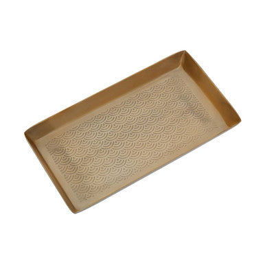 Allegra Champagne Aluminium Bathroom Tray with Etched Detail