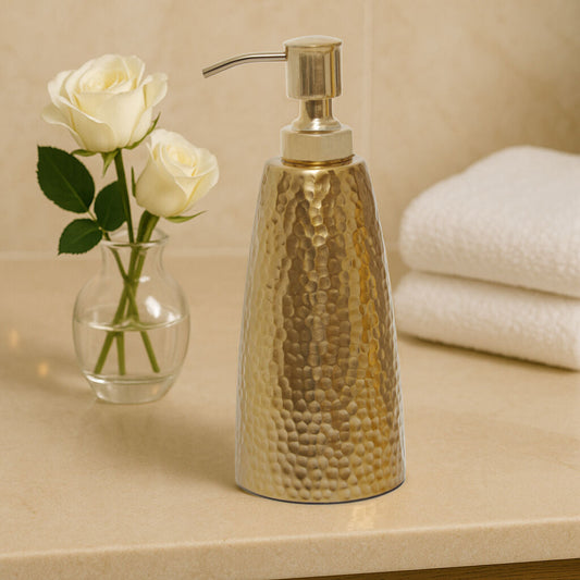 Allegra Gold Aluminium Soap Dispenser with Hammered Effect