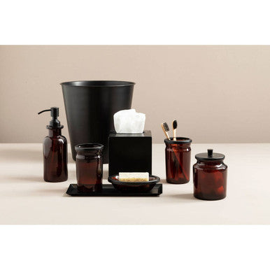 Allegra Brown Glass Soap Dispenser with Black Pump