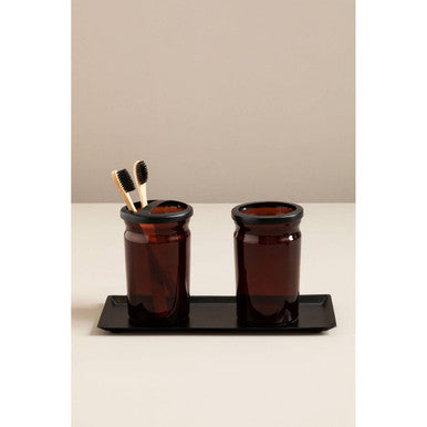 Allegra Black Finish Rectangular Bathroom Tray