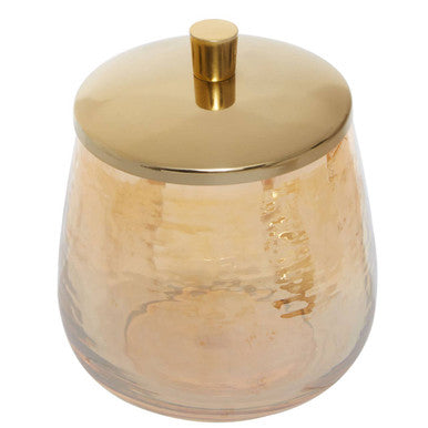 Allegra Gold Glass Bathroom Jar with Textured Detail