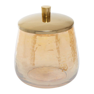 Allegra Gold Glass Bathroom Jar with Textured Detail