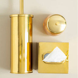 Allegra Gold Glass Bathroom Jar with Textured Detail