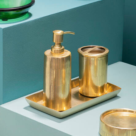 Allegra Gold Aluminium Soap Dispenser with Line Effect