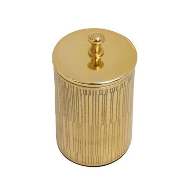 Allegra Gold Aluminium Bathroom Jar with Line Effect
