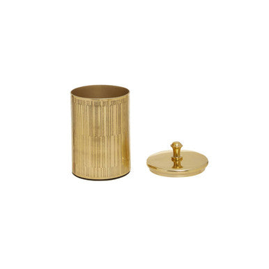 Allegra Gold Aluminium Bathroom Jar with Line Effect