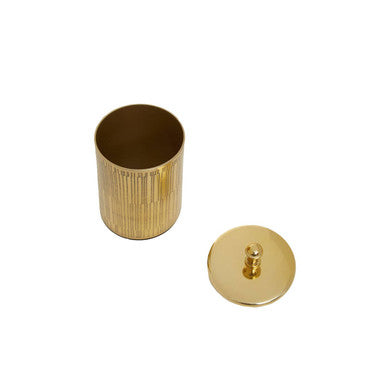 Allegra Gold Aluminium Bathroom Jar with Line Effect
