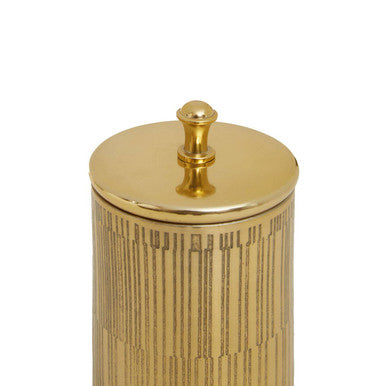 Allegra Gold Aluminium Bathroom Jar with Line Effect