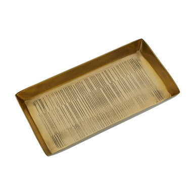 Allegra Gold Aluminium Bathroom Tray with Line Effect