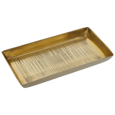 Allegra Gold Aluminium Bathroom Tray with Line Effect