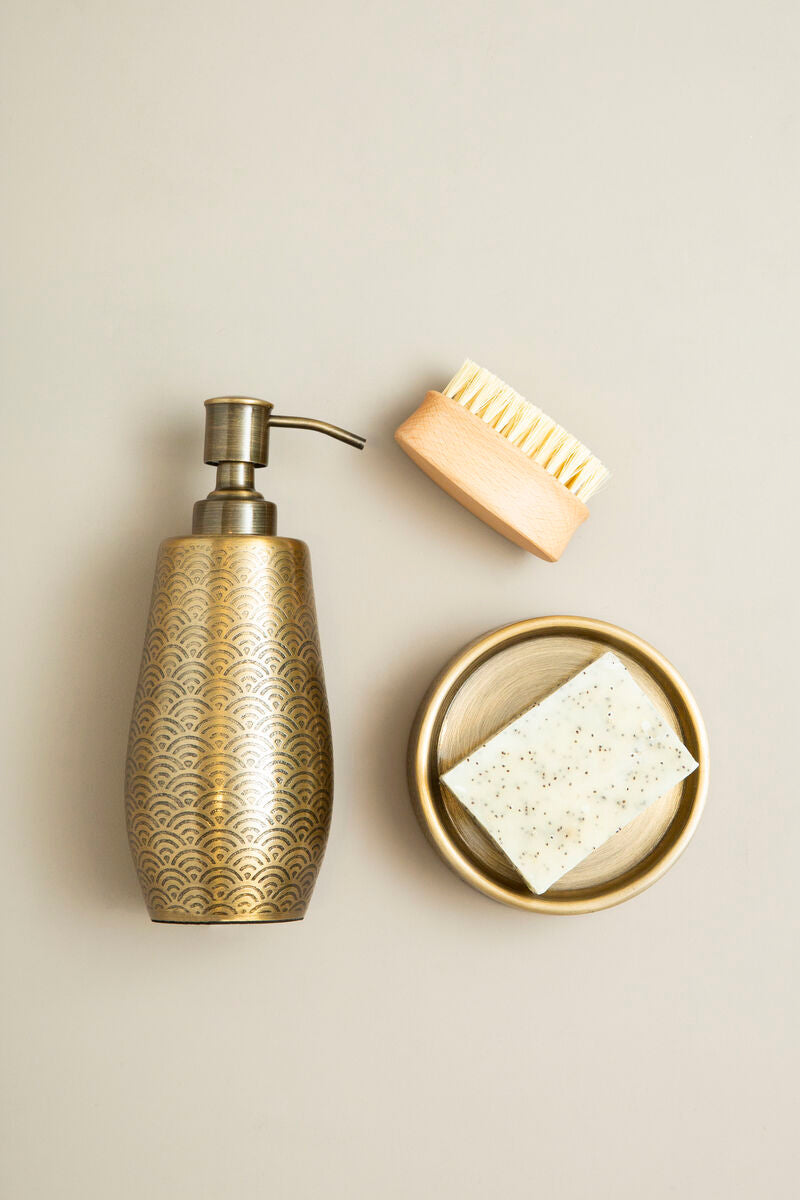 Allegra Gold Aluminium Soap Dispenser with Etched Detail