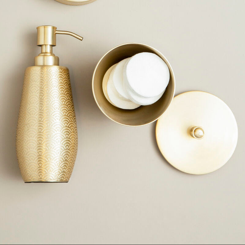 Allegra Gold Aluminium Bathroom Jar with Etched Detail