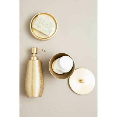 Allegra Gold Aluminium Bathroom Jar with Etched Detail