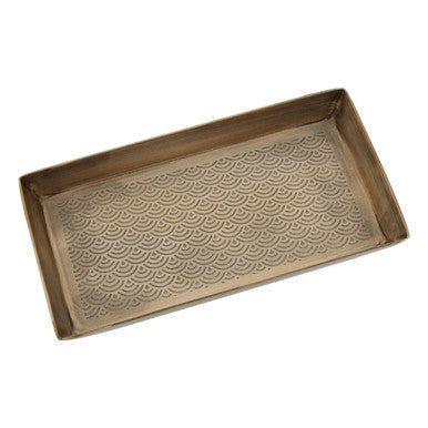 Allegra Gold Aluminium Bathroom Tray with Etched Detail