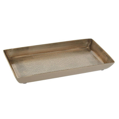 Allegra Gold Aluminium Bathroom Tray with Etched Detail