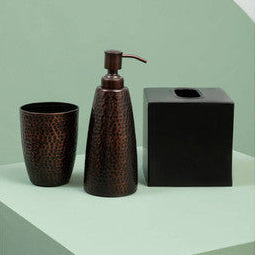 Allegra Dark Bronze Aluminium Bathroom Tumbler with Hammered Effect