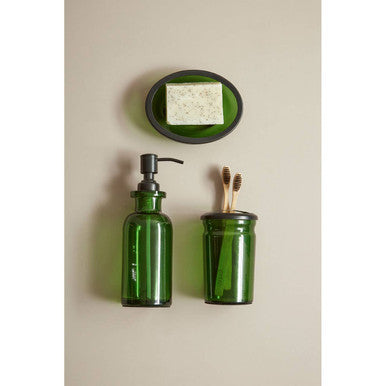 Allegra Green Glass Oval Bathroom Soap Dish