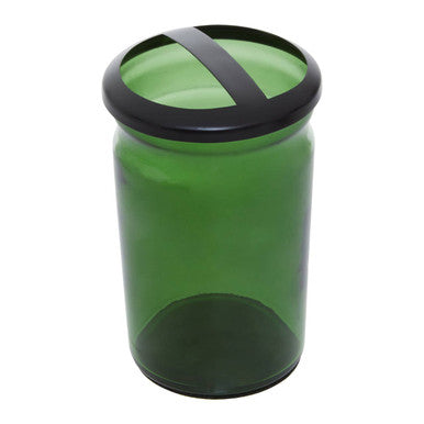 Allegra Green Glass Bathroom Toothbrush Holder with Stainless Steel Divider