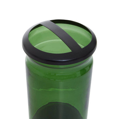 Allegra Green Glass Bathroom Toothbrush Holder with Stainless Steel Divider