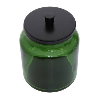 Allegra Green Glass Bathroom Jar with Metal Lid