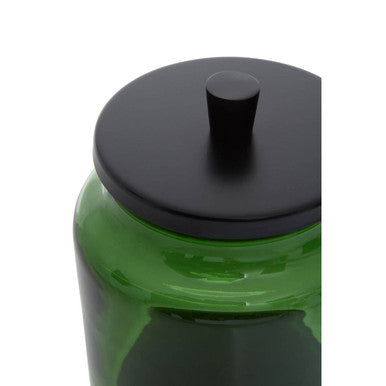 Allegra Green Glass Bathroom Jar with Metal Lid