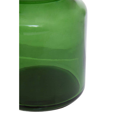 Allegra Green Glass Bathroom Jar with Metal Lid