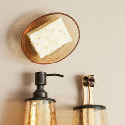 Allegra Black and Gold Glass Soap Dish with Textured Detail