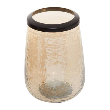 Allegra Black and Gold Glass Bathroom Tumbler with Textured Detail