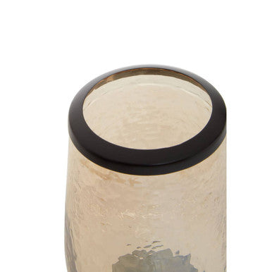 Allegra Black and Gold Glass Bathroom Tumbler with Textured Detail