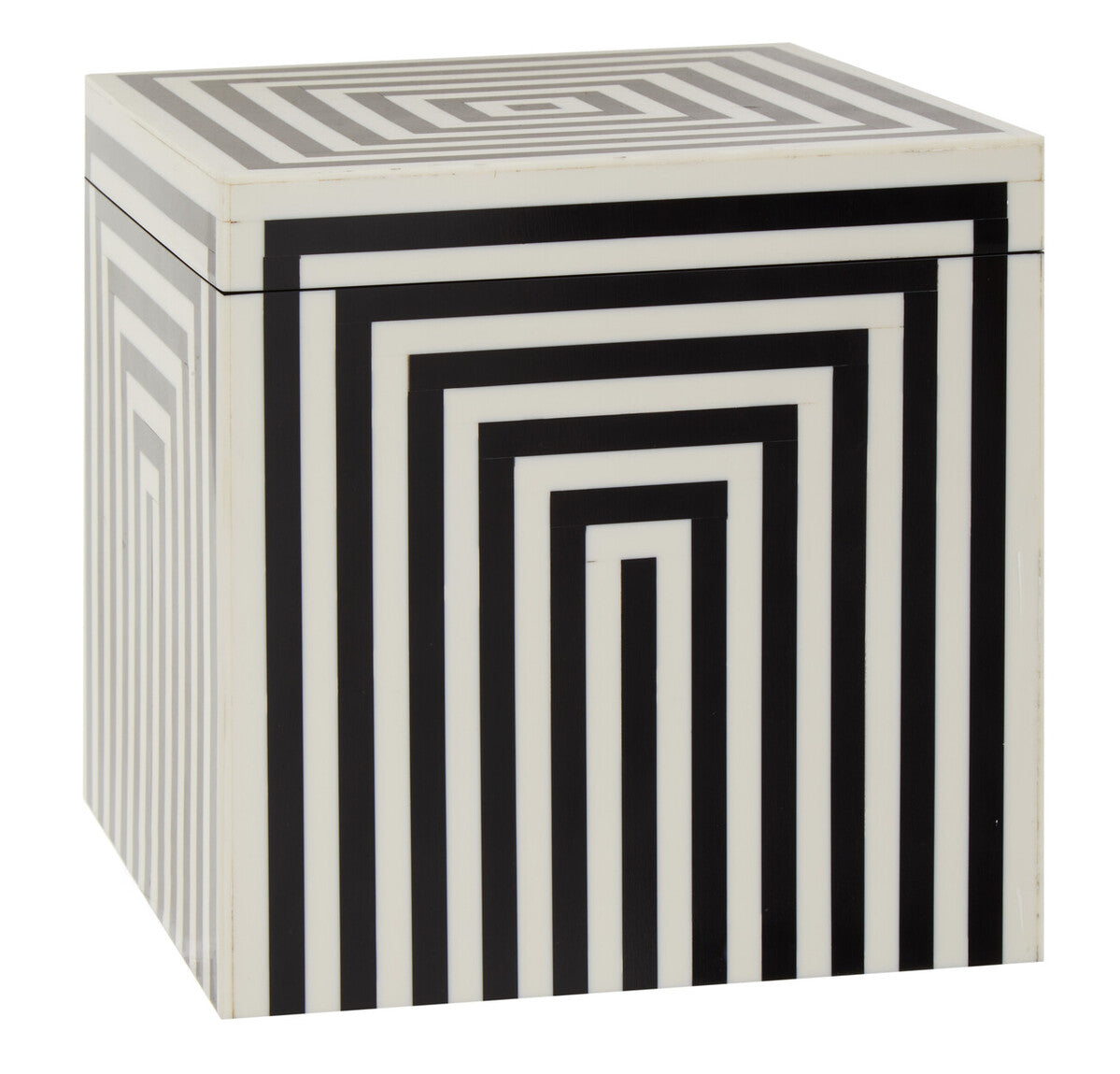 Large Square Black and White Stripe Trinket Box | Donato