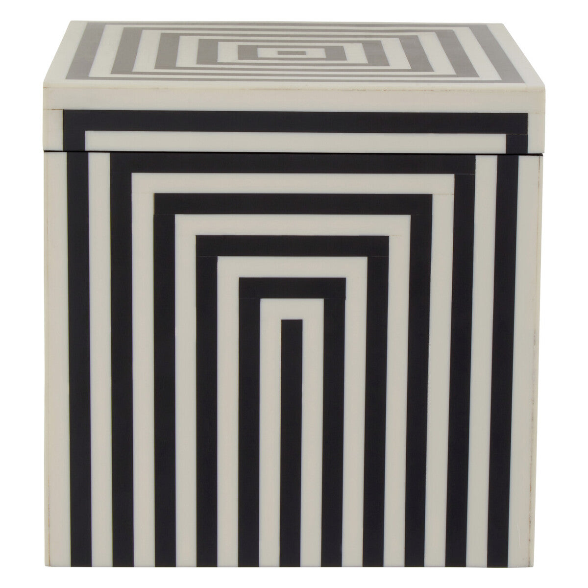 Large Square Black and White Stripe Trinket Box | Donato