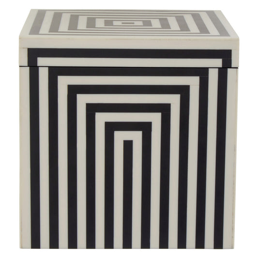 Large Square Black and White Stripe Trinket Box | Donato