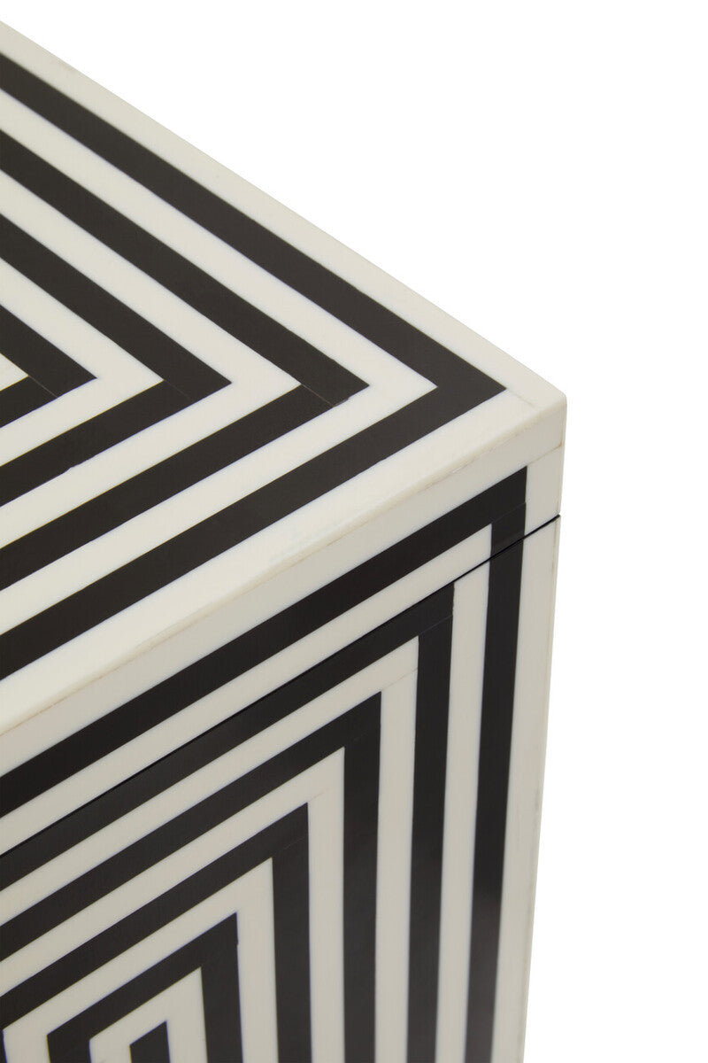 Large Square Black and White Stripe Trinket Box | Donato