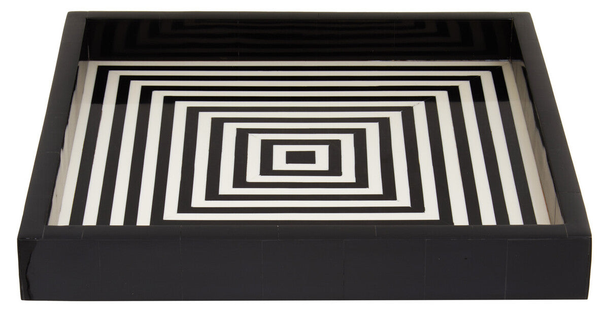 Black and White Finish Square Tray | Donato