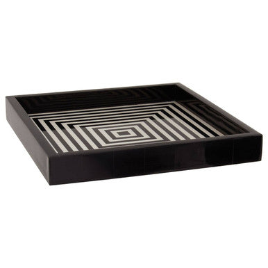 Black and White Finish Square Tray | Donato