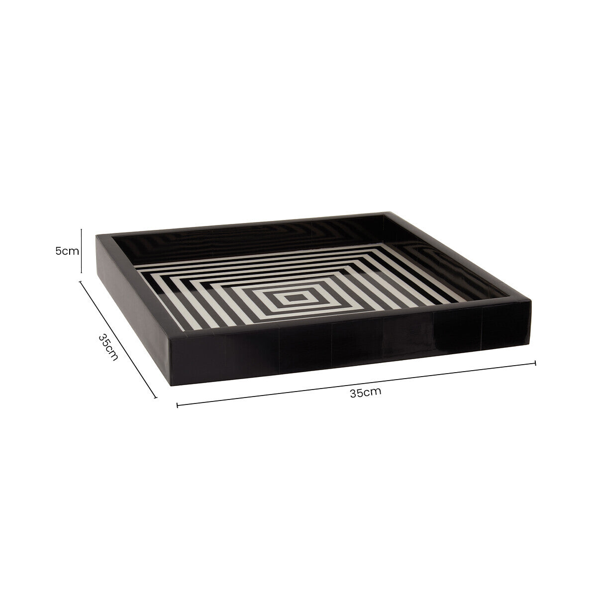 Black and White Finish Square Tray | Donato