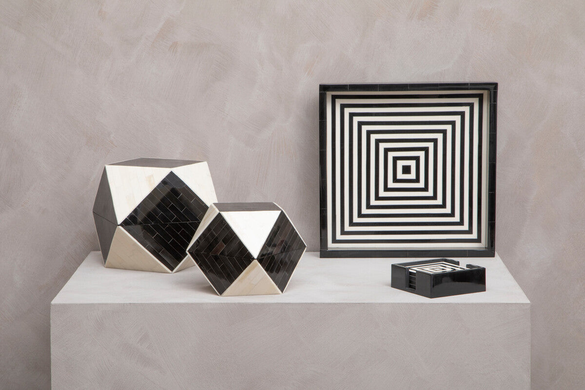 Black and White Finish Square Tray | Donato