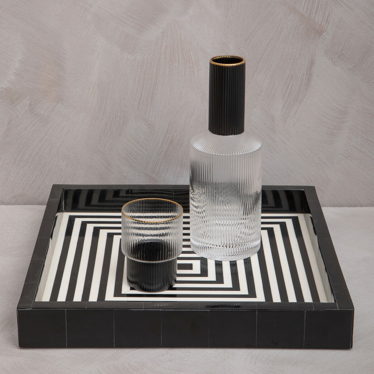 Black and White Finish Square Tray | Donato