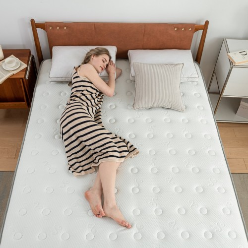 White and Grey Spring and Memory Form Hybrid Mattress-Small Double Bed