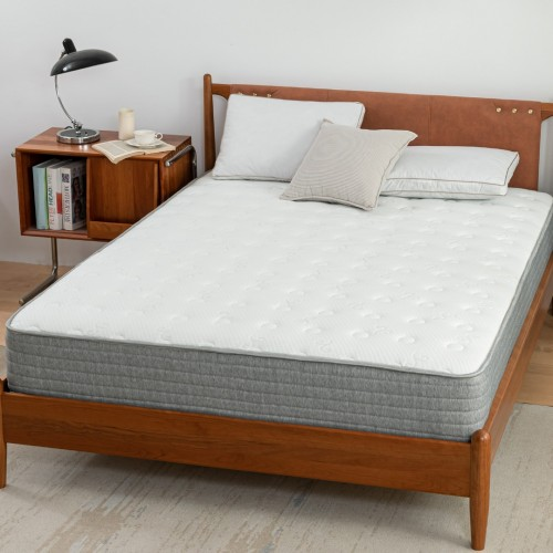 White and Grey Spring and Memory Form Hybrid Mattress-Small Double Bed