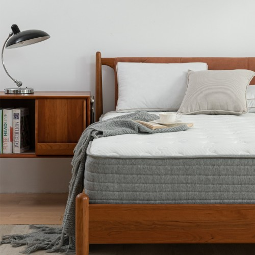 White and Grey Spring and Memory Form Hybrid Mattress-Small Double Bed