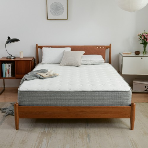 White and Grey Spring and Memory Form Hybrid Mattress-Small Double Bed