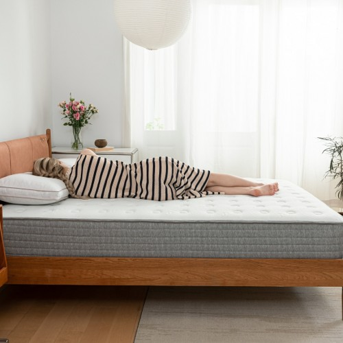 White and Grey Spring and Memory Form Hybrid Mattress- Double Bed
