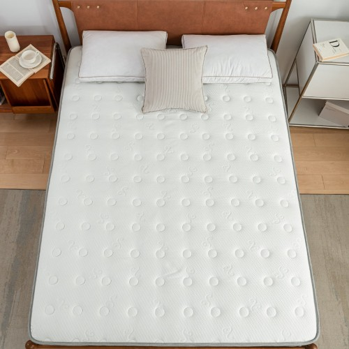 White and Grey Spring and Memory Form Hybrid Mattress- Double Bed