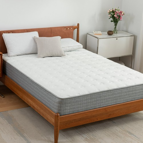 White and Grey Spring and Memory Form Hybrid Mattress- Double Bed