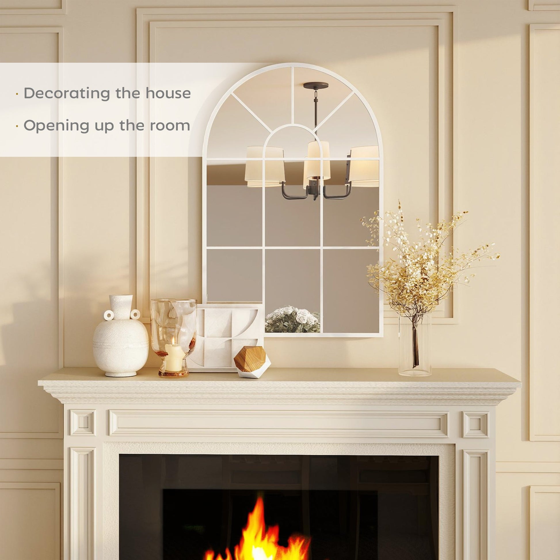 Arched Grid Mirror - White
