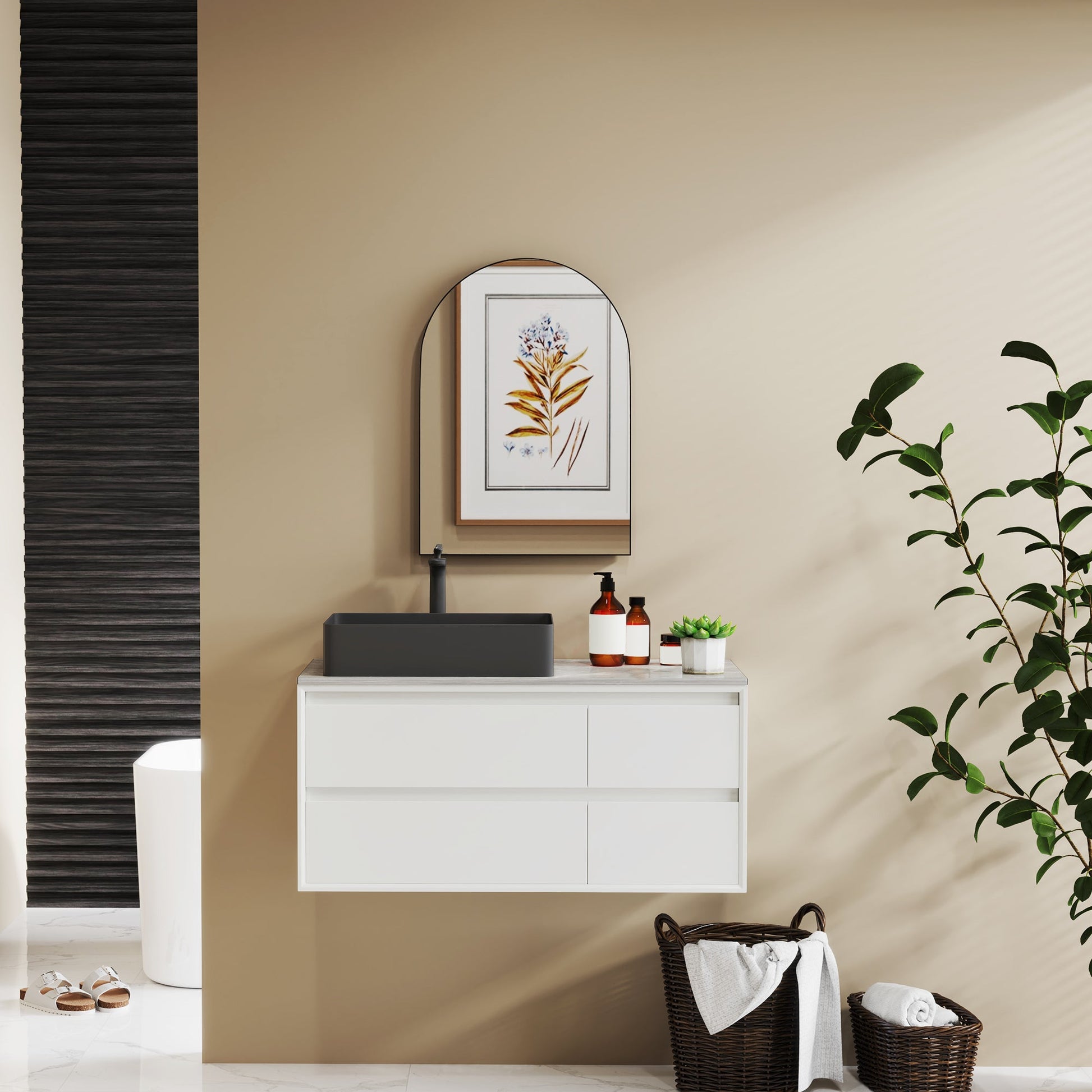 Arched Home Mirror - Black