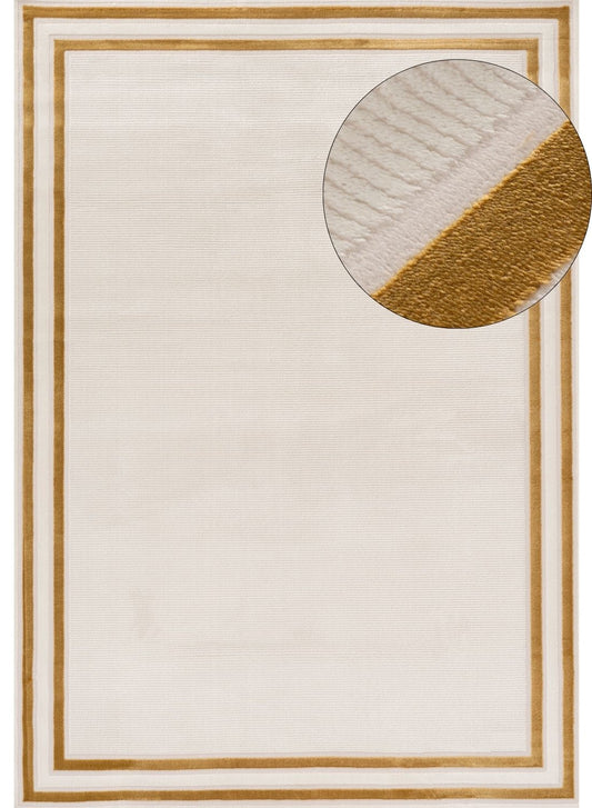 Cream-Gold Bordered Rug